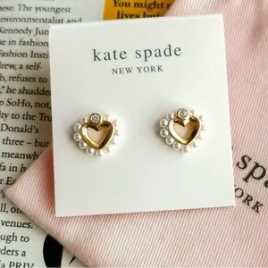 Kate Spade Shining Spade Pearl Gold Stud Earrings NEW / DUST BAG